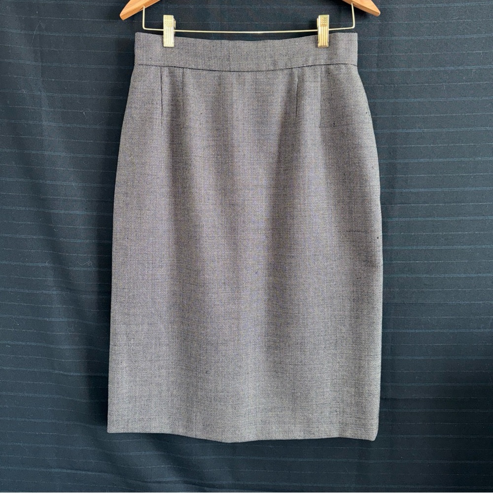 Vintage Mary Ann Restivo Tan Black Houndstooth Skirt Sz 10 Old Money Academia
